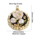 Detailed view of floral copper pendant with measurements and material specifications - Pink White Floral Round Pearl