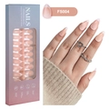 Faux ongles courts amande style français en rose nude et blanc avec emballage modèle FS004 - Style Français Rose Nude Doux (FS004)