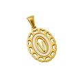 Pendentif ovale doré avec lettre V et cadre ajouré en cœur sur fond blanc pur - Lettre V (Pendentif Seul)
