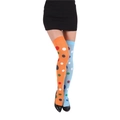 Detail of over-the-knee socks with blue and orange polka dot patterns for Halloween - One Size / Blue and Orange Asymmetric Multi-Dots