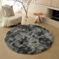 Round shaggy rug in dark and light grey gradient plush for cozy living room floors - Tie-dye Black Grey