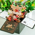 Black and gold 3D pop-up birthday card with colorful cake and champagne decorations - Black Gold