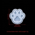 Cat paw shaker silicone mold for DIY resin crafts, dimensions 56x54x9mm and 7.5g weight - Cat Paw Quicksand Mold LS#12