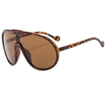 Occhiali da sole oversize con montatura tartarugata e lenti marrone scuro a maschera - Montatura Leopardata / Lenti Tè