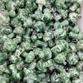 Bulk set of 2cm mushroom crystal pendants in green and white stone pattern with metal clasps - Qinghai Jade