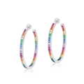 Grandi orecchini a cerchio in argento S925 con zirconi cubici colorati effetto arcobaleno - Rame (Zirconia Arcobaleno) / Stile Cerchio d'Oro
