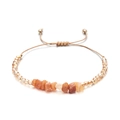 Handgewebtes Armband mit orangefarbenen Natursteinen und gelben facettierten Perlen - Orangerot