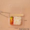 Miniature bento sushi box keychain with realistic rice and metal bead chain 13g - Soybean Sprout Rice