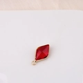 Detail of a red rhombus-cut crystal pendant with a gold-plated bezel for jewelry DIY - Red (10#)
