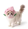 Cappellino rosa a forma di pesca con foglie verdi per gatti e cani di piccola taglia - Cappello Pesca Rosa