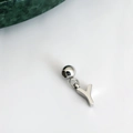 Polished silver metal letter Y pendant with ball ring charm for DIY jewelry necklace - Letter Pendant (Y) / Silver