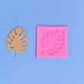 Pink monstera leaf silicone mold for DIY cake decorating and resin craft projects - Single Leaf