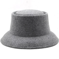Classic grey wool felt bucket hat for women in a minimalist retro pork pie style - M (56-58cm) / Heather Grey