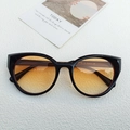 Chic women's cat eye sunglasses with glossy black frames and orange gradient lenses - Black Frame Sunset Yellow