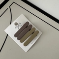 Close-up of matte coffee and olive hair clips set on white card with bow icon - Small Square Style / Set of 4