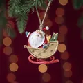 Santa Claus in a beige vintage sleigh ornament hanging on a Christmas tree - Style D-Beige Sleigh Santa
