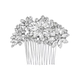 Peigne à cheveux de mariée luxueux avec motif floral argenté et strass étincelants - Style Floral Argenté (HS-J3896)