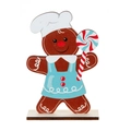 Wooden gingerbread man decor with chef hat and polka dot apron for Christmas table - Candy Gingerbread Man