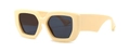 Modern oversized cream yellow square sunglasses with dark grey lenses for women - C5 Cream/Dark Gray