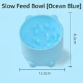 Ocean blue plastic slow feeder pet bowl with fish-shaped barriers for choking prevention - 12.5x8.5cm / Ocean Blue