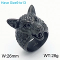 Anello testa di lupo vichingo in acciaio inossidabile 316L nero opaco uomo 26mm - US 9 / Nero
