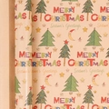 Christmas kraft wrapping paper roll with colorful trees and stars festive pattern - Christmas Series - Letter Tree