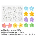 White silicone mold with 12 small flower cavities and colorful floral craft samples - 1# Gray