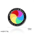 Rainbow mood pin with swirl enamel pattern and Let's Circle Back text engraving - Five-Color Rotating Badge (X00401)