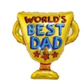 Golden trophy foil balloon with World's Best Dad text for Father's Day party decor - Father's Day Trophy Shape Balloon