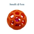 Hollow TPR dog toy ball in orange with internal purple jingle bell, size 7cm - Small Orange with Bell