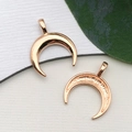 Minimalist rose gold crescent moon pendant charms with smooth and textured finish - Crescent Moon