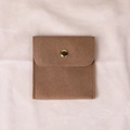 Elegant square brown plush jewelry pouch with a gold snap button and soft velvet texture - Thickened Microfiber Snap (Coffee) / 8x8cm