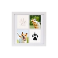 Marco de fotos DIY de 4 compartimentos para huellas de mascotas con kit de tinta - Blanco