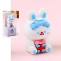 Cute white bunny pencil sharpener variant with blue bow and gift box in packaging - Rabbit with Bow Bagged