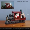 Christmas train ornament with Santa and LED lights, 36x14x25cm resin holiday decor - Santa Claus Driving Train