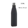 500ml vacuum insulated stainless steel water bottle in matte black finish - Black