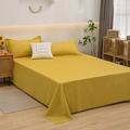 Minimalist ginger yellow washed cotton bedding set with one bedsheet and two pillowcases - Pillowcase (Single) / Bright Yellow