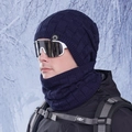 Winter navy blue knitted hat and neck warmer set for men with thermal fleece lining - Navy Blue