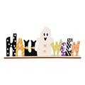 Decorazione da tavolo in legno Halloween con lettere colorate, fantasmi e gatti - HALLOWEEN