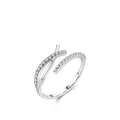 Verstellbarer S925 Sterlingsilber Ring mit X-Design und Pavé-Fassung aus Zirkonosteinen - Einstellbar Offen / Silber