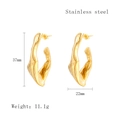 Golden geometric C-shaped stainless steel earrings with hammer texture for women - Gold Style (LE3529)