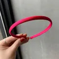 Minimalist candy pink satin headband with glossy silk finish in Korean fashion style - Rose Red