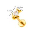 F136 titanium gold fish piercing stud with clear zircons measuring 0.59cm x 0.47cm - Small Fish Style (T2542-2#) / Gold