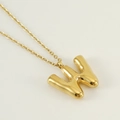 Polished golden stainless steel 3D bubble letter W pendant necklace for women - Letter W [Gold]