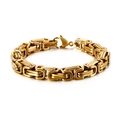 Golden Byzantine chain bracelet in polished stainless steel with large lobster clasp - Gold (8mm) / 16cm