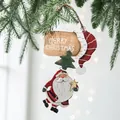 Handgeschilderde kerstman boomhanger met Merry Christmas bordje van kunsthars decor - Grote Kerstman Stijl A