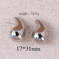 Mirror polished silver teardrop earrings in 925 sterling silver measuring 17 by 31mm - Medium / White Gold
