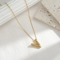 Chubby letter V pendant necklace in polished gold finish with a minimalist gold chain - Letter V