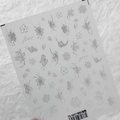 5D embossed floral nail sticker TS-3457 with white flowers and elegant gauze line designs - TS-3457 Gauze Dance