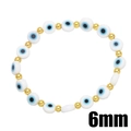 Lucky 6mm colorful evil eye beaded bracelet with gold spacers on a clean white background - White